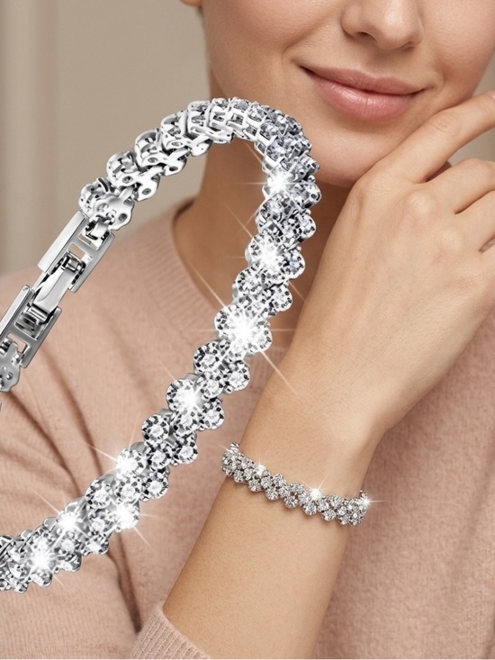 CZ Sterling Silver Heart Bracelet